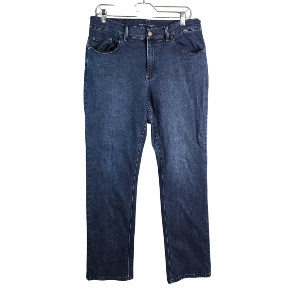 Mott & Bow Mens Straight Leg Jeans 34x32 Dark Wash Indigo Blue Stretch Denim